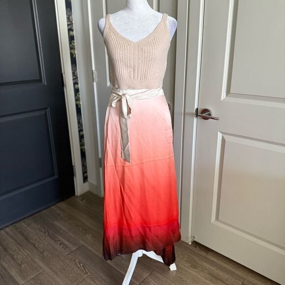 NWOT All Saints Vinia Cream to Deep Red Ombre Skirt Size 8 - Picture 1 of 8